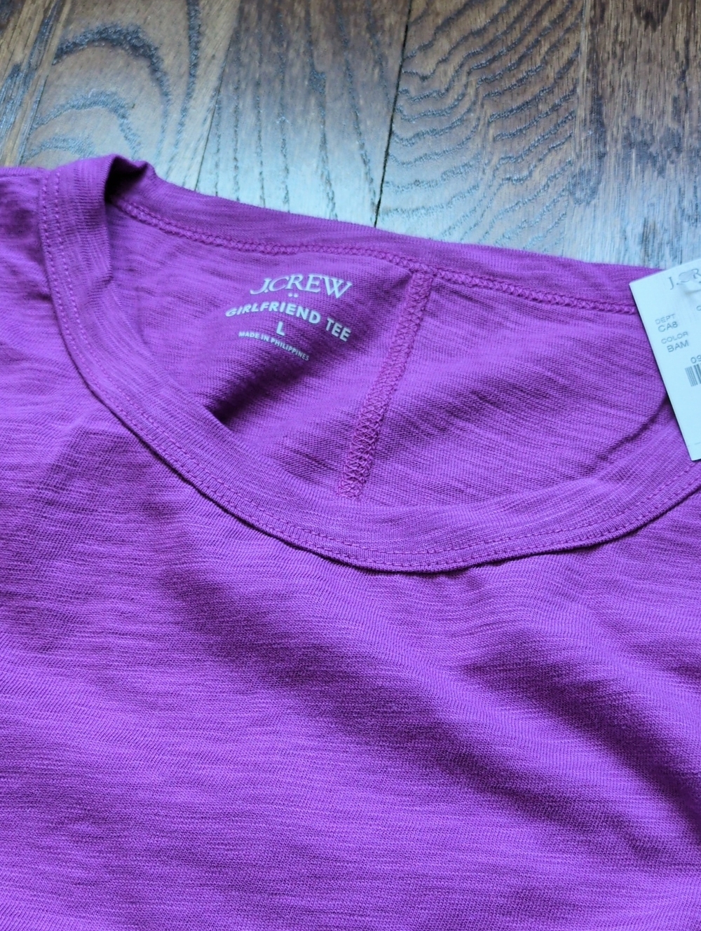 J. Crew Factory Violet Crewneck Short-Sleeve Girlfriend Tee - Picture 6 of 6